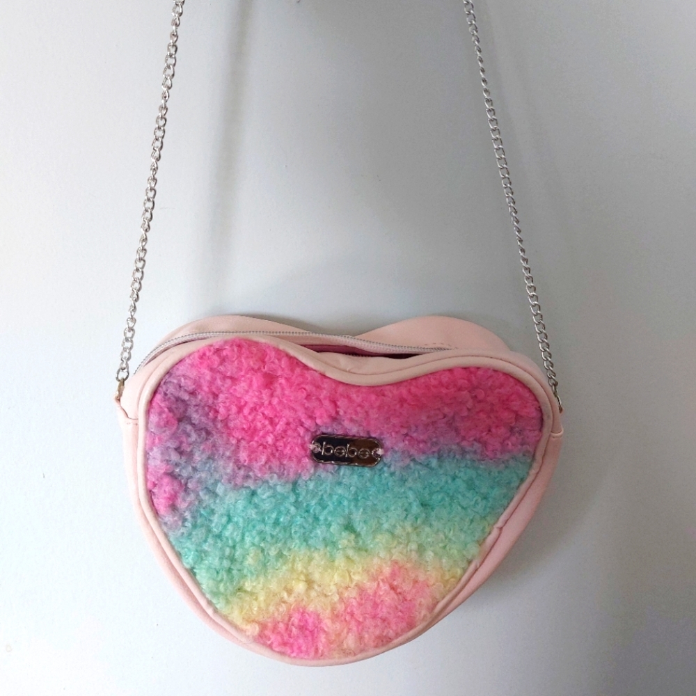 Bebe Heart Bag Rainbow Fuzzy